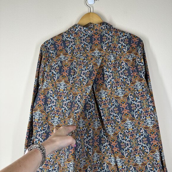 Duluth Trading Print Maker Poplin Tunic Shacket Womens Size XL Crisscross Back - Picture 6 of 11
